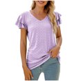 thumbnail image 1 of RKSTN Womens Tops Fashion Mesh Breathable Short Sleeve V-Neck Blouse Tops Comfortable Temperament Solid Color Tops, 1 of 4