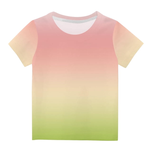 Plebaso T-Shirt à Manches Courtes pour Bébés Garçons Filles, Couleur Dégradée, Col Rond, Haut, Vêtements d'Été pour Bébé