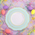 thumbnail image 4 of WDF 30Guest Mint Green Plastic Plates & Disposable Gold Silverware With Green Handle-Baroque Green &Gold Plastic Dinnerware for Upscale Party/Picnic/Birthday, 4 of 8