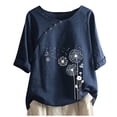 thumbnail image 2 of DPTALR Women Casual Button Floral Print Short Sleeve T-Short Blouse Tops, 2 of 4
