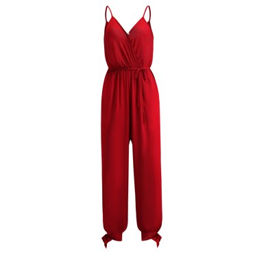 drppepioner Women Fashion Backless V-Neck Sleeveless Playsuit Casual Printing Long Jumpsuit