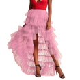 thumbnail image 1 of Jupe Longue Plissée Taille Haute à Volants en Tulle pour Femmes, 1 of 5