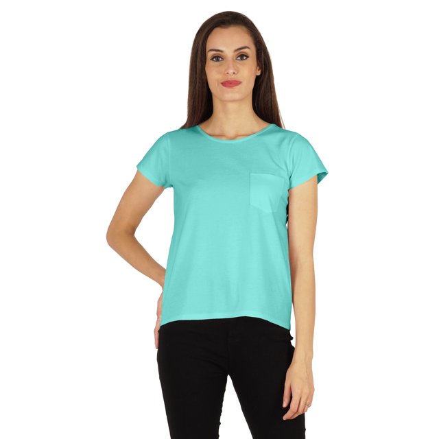 Inkmeso Solid Short Sleeve Basic T-Shirt For Womens Patch Pocket Casual Summer Basic Top