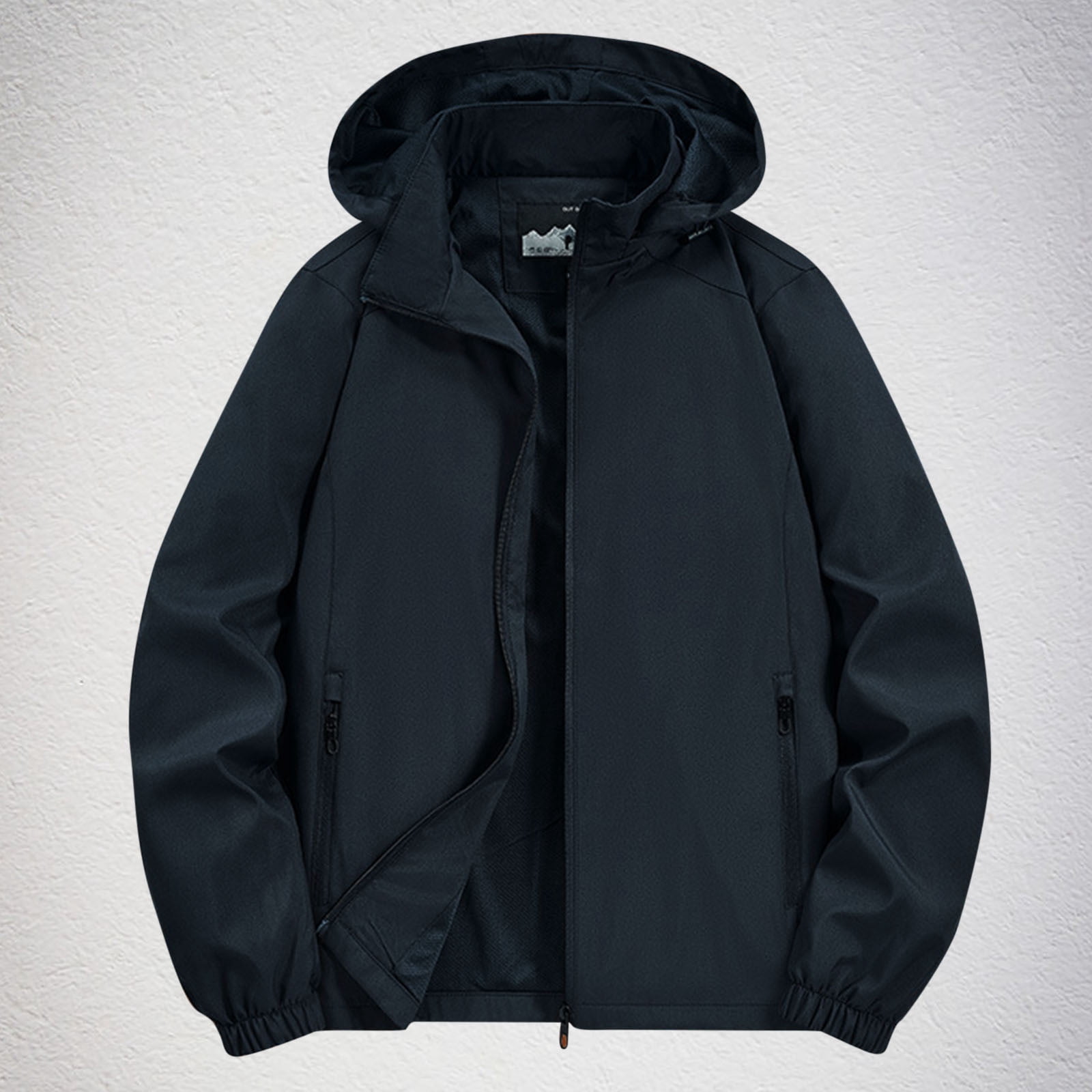 LOVZFMLL Jackets for Men's Solid Color Velvet Winter Windproof Hooded Long Sleeved Pocket