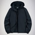 thumbnail image 1 of LOVZFMLL Jackets for Men's Solid Color Velvet Winter Windproof Hooded Long Sleeved Pocket, 1 of 9