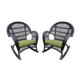 thumbnail image 1 of Jeco Wicker Rocker Chair in Espresso with Green Cushion (Set of 2), 1 of 2