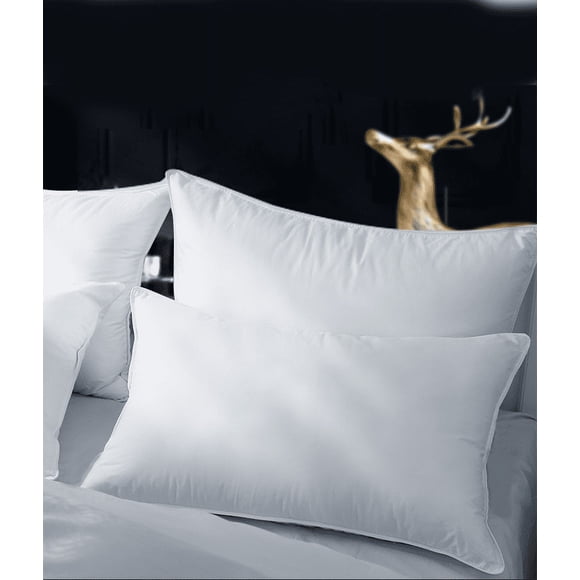 Highland Feather 800 Fill Power European White Down Pillow - Medium Queen Size - 700TC Pure Cotton Casing - Soft and Comfy Support - 19 oz