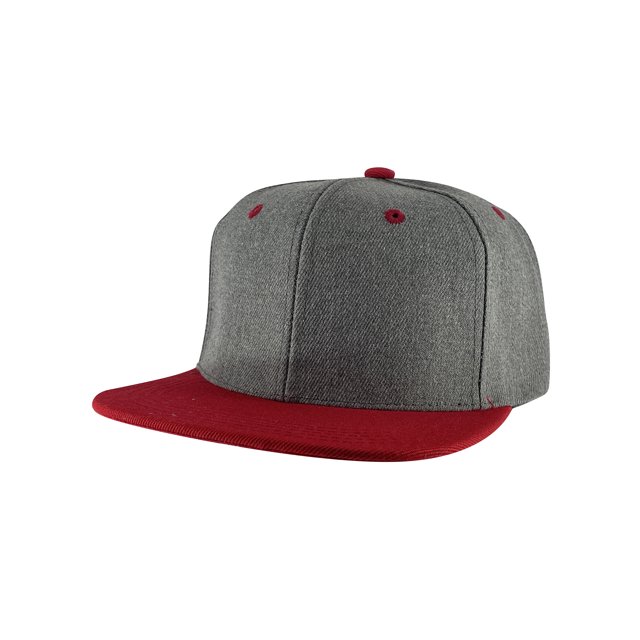 Top Headwear Flat Bill Adjustable Snapback Cap - Grey/Red