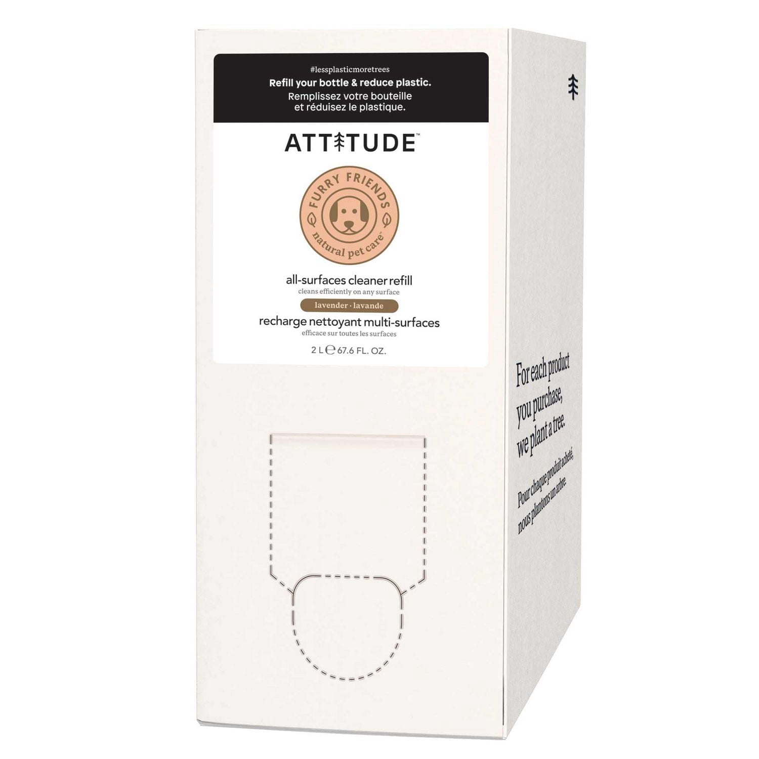 ATTITUDE Furry Friends, All Surfaces Cleaner, Lavender, Pet cleaning products, Cleaning products for dogs, 2L