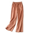 thumbnail image 2 of RXIRUCGD Pantalon Long à Jambe Grand pour Femmes, Coupe Ample, Taille Haute, en Coton et Lin, Effet Minceur, et Pantalon de Couleur, Rouge, Taille : M, 2 of 9