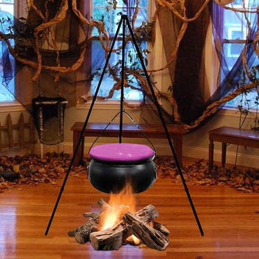 Birdeem Décorations d'Halloween pour l'Extérieur - Grand Chaudron Décor d'Halloween sur Trépied avec Lumières à Minuterie - Chaudron en Plastique Sorcière Décorations d'Halloween pour Porche Cour