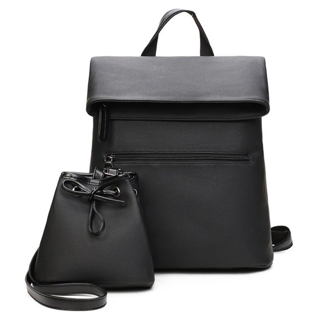 Lady Backpack Large Capacity Fashion School Bookbag Shoulder Bag with Clutch Bag