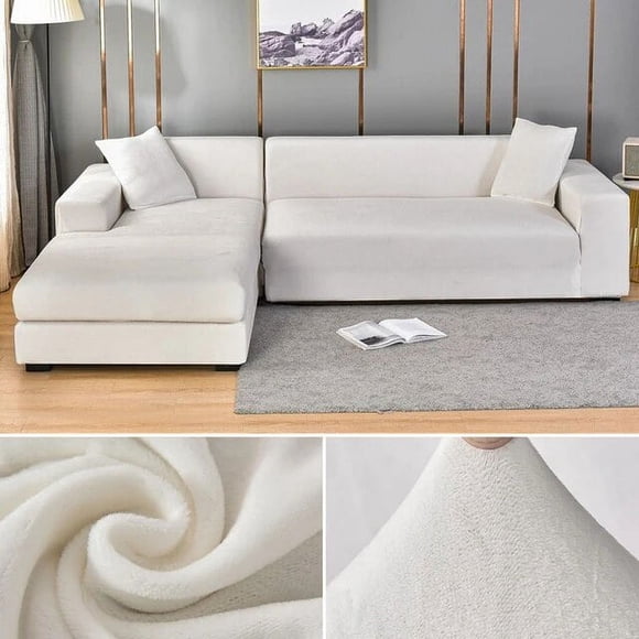 Housse de Sofa en Velours Épaisse et Élastique Housse de Sofa 1/2/3/4 Places pour Salon Housse de Sofa en Velours Peluche en Forme de L pour Coin Housse de Canapé