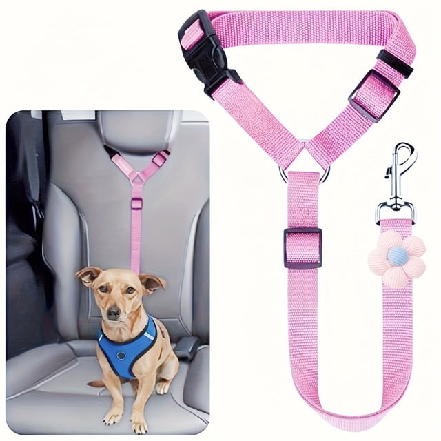 Retractable Pet Car Leash with Chest Harness and Headrest Tether for Safe Vehicle Travel