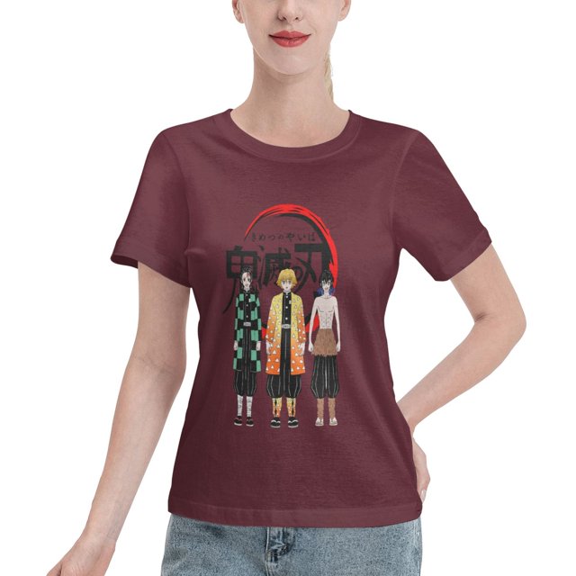 T-Shirt Basique à Manches Courtes pour Femmes Demon Slayer