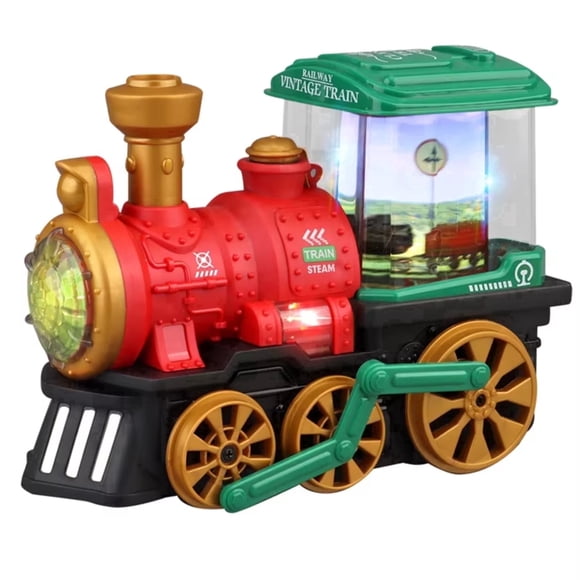 Funtogether Jouets Retro Steam Train Jouet, Locomotive à Piles avec Brume Réaliste, Lumières et Musique, Véhicule de Jeu « Bump and Go » pour Enfants Garçons Filles 3+