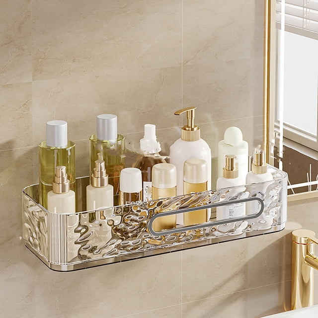TopLLC Wall Hooks, Hooks for Hanging Glacier Patterned Bathroom Storage Rack Household Wall Mounted Bathroom Storage Rack Non Perforated Bathroom Wall Mounted Toilet Rack Storage rack