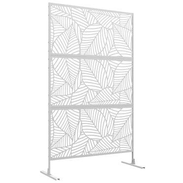 Outsunny Metal Privacy Screen W/ Expansion Screws Outdoor Divider, Leaf