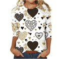 thumbnail image 1 of Chandails de la Saint-Valentin pour Femmes, Coupe Ample, Imprimé de Cœur, Chandails à Col Rond, Décontracté Chic, Tunique à Manches 3/4, Haut Ample, T-Shirt Graphique, Chandails Imprimés de Cœur pour Femmes, Manches 3/4, Col Rond, T-Shirts Graphiques, Hauts de Fête, 1 of 5