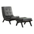 thumbnail image 1 of Atlin Designs Faux leather Lounge Chair and Ottoman Set in Black, 1 of 2