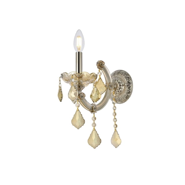 Elegant Lighting Maria Theresa Transitional Wall Sconce Golden Teak Crystal