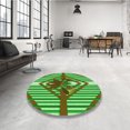 thumbnail image 4 of Ahgly Company Tapis de Zone Ronds d'Intérieur Lavables à la Machine, Style Transitionnel, Verts, 5 Pieds Rond, 4 of 7