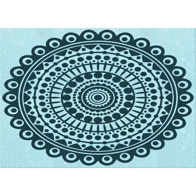 Ahgly Company Machine Washable Indoor Rectangle Transitional Medium Teal Green Area Rugs, 6' x 9'