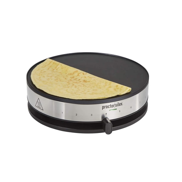 Proctor Silex Electric Crepe Maker with 13” Nonstick Griddle for Eggs, Pancakes, Omelets and Quesadillas, with Temperatur