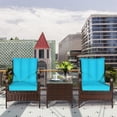 thumbnail image 1 of Costway 3PCS Outdoor Rattan Conversation Set Patio Garden Cushioned Sofa Chair Turquoise, 1 of 10
