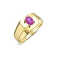 thumbnail image 4 of RYLOS Men's Rings 14K Yellow Gold Ring Classic Solitaire 7X5MM Oval Shape Gemstone Designer Band Star Ruby July Birthstone Rings For Men Size 12, 4 of 5