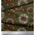 thumbnail image 2 of Soimoi Green Poly Georgette Fabric Wreath & Dots Print Sewing Fabric Yard 52 Inch Wide, 2 of 5