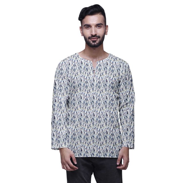 Atasi Indian Traditional Kurta For Men Keyhole Neck Short KurtaShirtFor Boys