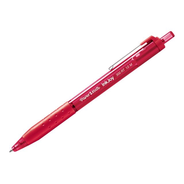 Paper Mate InkJoy 300 RT Stylos à Bille, Rétractables, Pointe Moyenne, 1 mm, Encre Rouge, Lot de 12