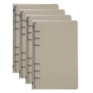 Uxcell A6 Binder Cover, 4 Pcs PP 6 Ring Loose Leaf Binder Protector Round Ring Binder, Brown