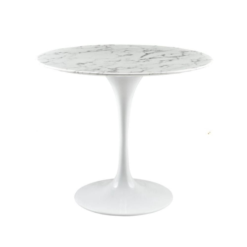 Table de salle à manger en marbre blanc Brenleigh 36"