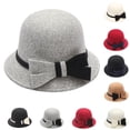 thumbnail image 3 of Chapeau Melon Petit pour Femme, Automne et Hiver, Nœud, Bout Rond, Décontracté, Style Bassin de Pêcheur, 3 of 3