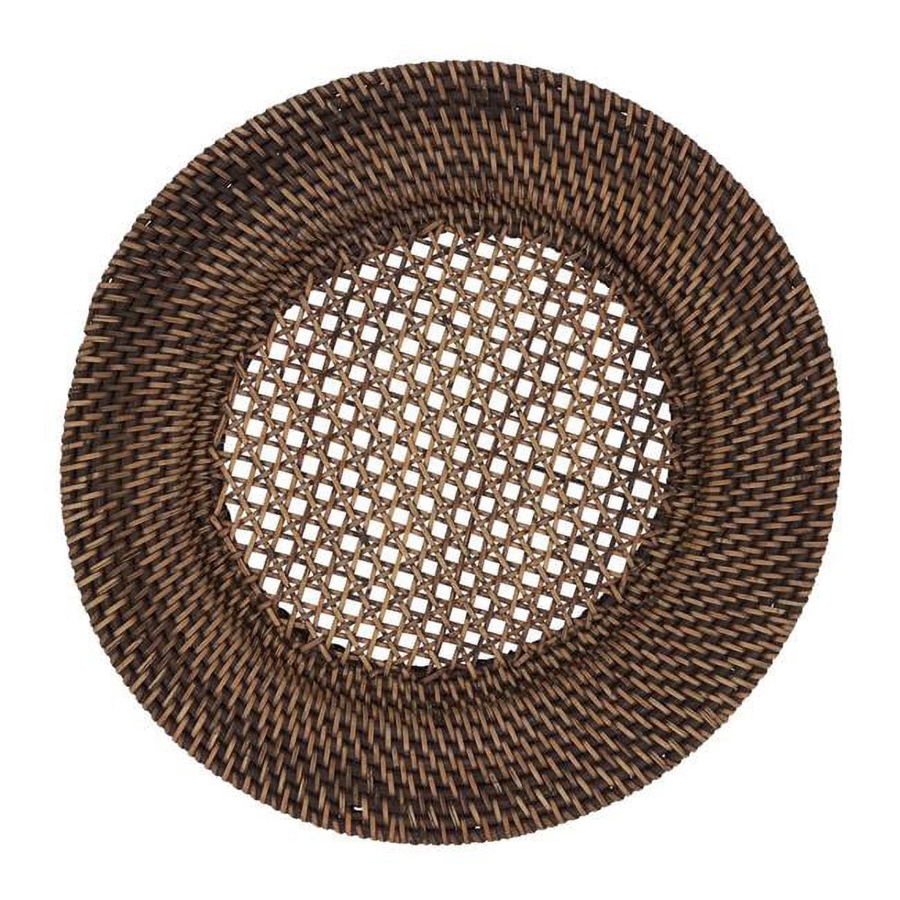 Saro Lifestyle Assiettes de Charge en Rotin Faites à la Main, Brun, Ensemble de 4, 13 Po, Rondes, Rotin, Assiette de Charge