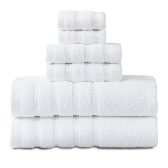 Hitime Ensemble de Serviettes de Bain, 6 Pcs : 2 Serviettes de Bain, 2 Serviettes de Toilette et 2 Débarbouillettes de Toilette. Serviettes 100 % Coton Ultra-Absorbantes pour Salle de Bain, Salle de Sport, Hôtel - Blanc