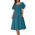 thumbnail image 1 of Économies d'Été Liquidation 2025 Bovxnpu Robe d'Été pour Femmes, Robes Maxi Décontractées Boho Plage, Mode Femmes Robe d'Été Décontractée Col Carré Manches Courtes Robe Unie G, 1 of 5