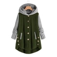 thumbnail image 1 of LSLJS Women's Winter Plush Solid Color Hooded Sweatshirts Button Long Sleeve Split Round Neck Comfortable Pajamas Coat, 1 of 4