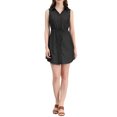 thumbnail image 2 of INSPIRE CHIC Robe-Chemise en Denim pour Femme Sans Manches à Col, Boutonnée, avec Ceinture à la Taille, TG Noir, 2 of 7