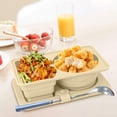 thumbnail image 4 of Meitianfacai Silicone Reusable Snack Container with Lid Leakproof Double Compartment Condiment Box Portable for Travel Easy to Clean Dishwasher Safe Meal Prep Box (Beige), 4 of 8