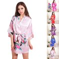 thumbnail image 2 of Coofit Robe de Nuit pour Femmes à Manches Mi-Longues, Peignoir de Détente, Vêtement de Nuit avec Ceinture pour l'Été, 2 of 6