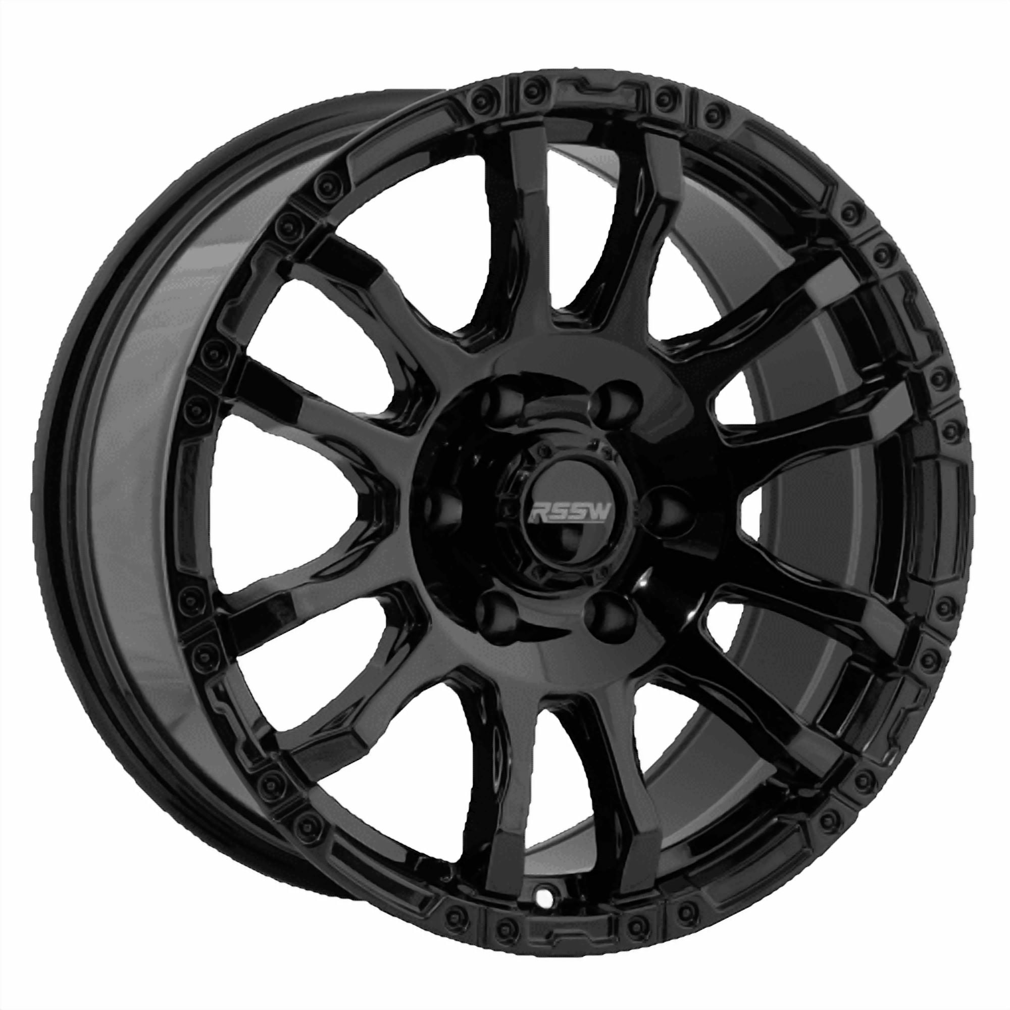 RSSW Force Gloss Black 20X9 Alloy Wheel for SUVs and trucks with 6-139.7 bolt pattern, 25 mm offset and 78.1 centerbore