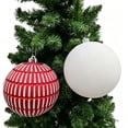 thumbnail image 2 of Holiday Time 4-Count Red and White Shatterproof Textured Christmas Ornaments, 150MM, 2 of 4