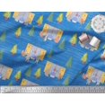 thumbnail image 2 of Soimoi Blue Rayon Fabric House,Animals & Tree Christmas Decor Fabric Printed Yard 56 Inch Wide, 2 of 3