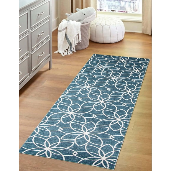 ECARPET Washable Floral Area Rug & Runner for Bedroom, Living Room, Kids Room, Hallway