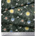 thumbnail image 3 of Soimoi Moss Georgette Fabric Planet & Sun Galaxy Print Fabric by the Yard 42 Inch Wide, 3 of 3