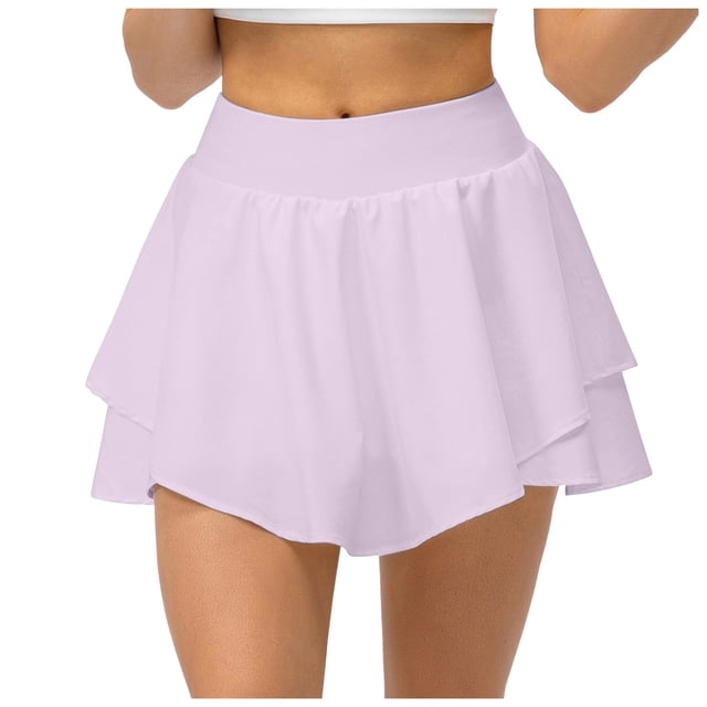 Kcodviy Yoga Sports Skirt Loose Sequin Skirt and Breathable Running Skirt Metallic Skirt Pants Light Two Piece Ruffle Skirt Fitness Short Skirt Half Maternity Skirt