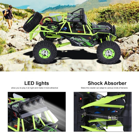 RC Crawler Jouet, Version Améliorée 12428 4WD 2.4GHz Échelle 1/12 Voiture RC Crawler Électrique USB Camions Voitures et Camions